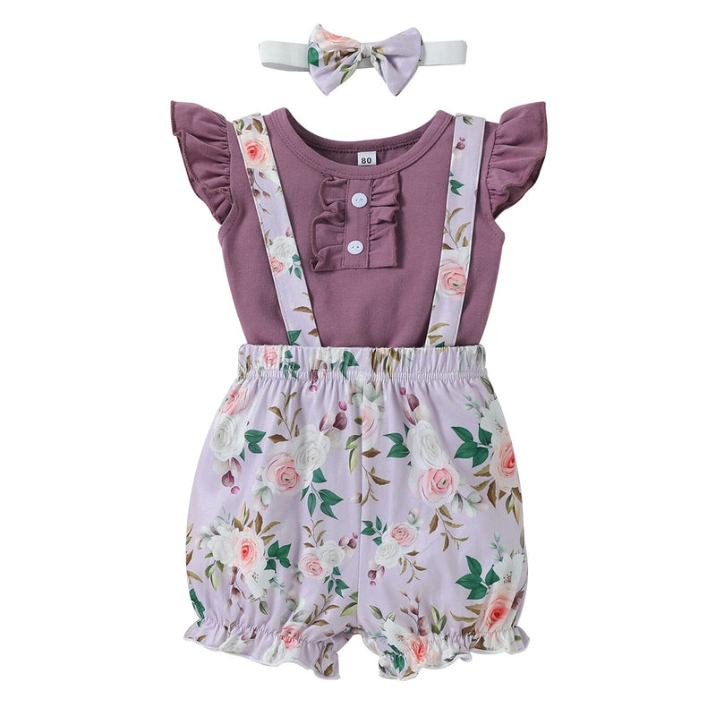 Conjunto Infantil Feminino Florido + Faixa