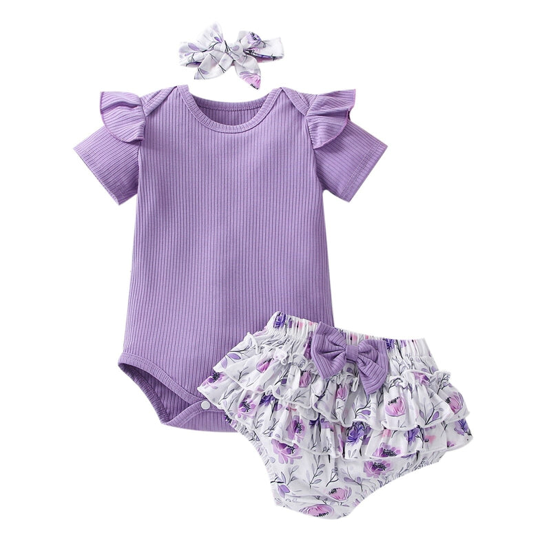 Conjunto Infantil Feminino Florido + Faixa