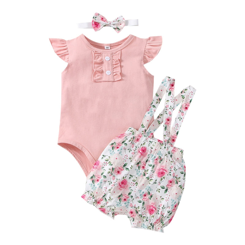 Conjunto Infantil Feminino Florido + Faixa