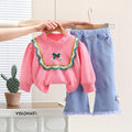 Conjunto Infantil Feminino Laçinho Bordado e Jeans