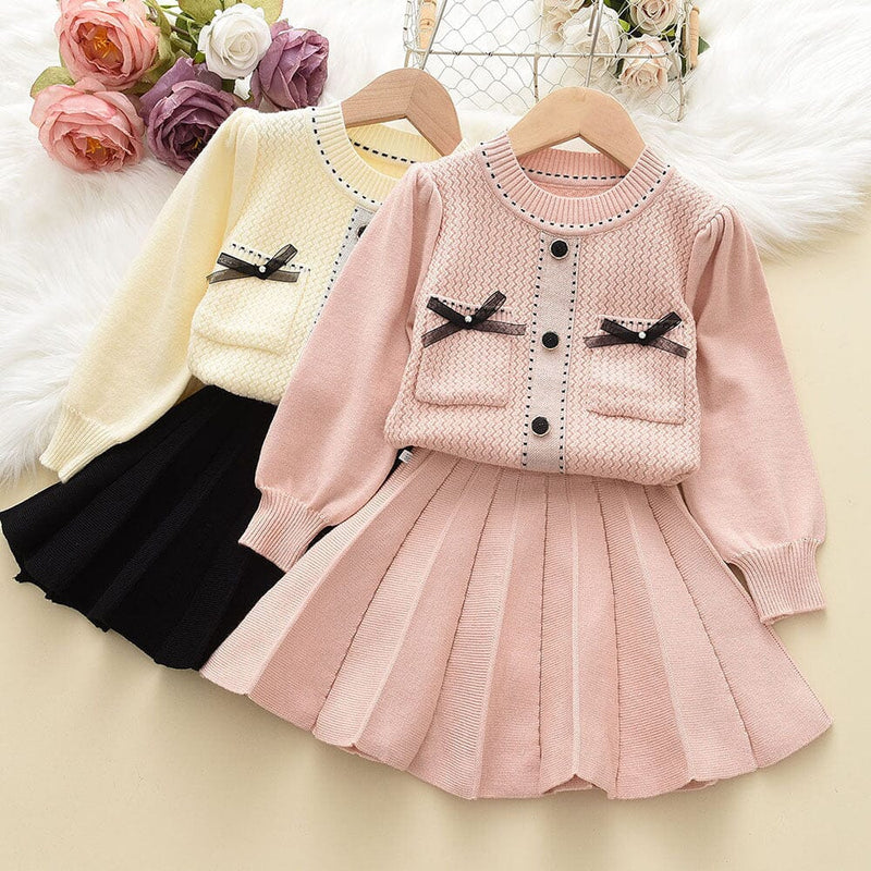 Conjunto Infantil Feminino Laçinho e Saia Plíssada