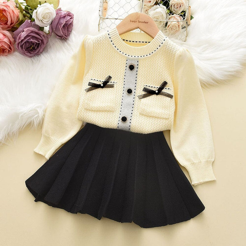 Conjunto Infantil Feminino Laçinho e Saia Plíssada