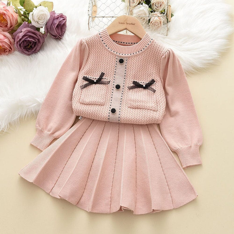 Conjunto Infantil Feminino Laçinho e Saia Plíssada