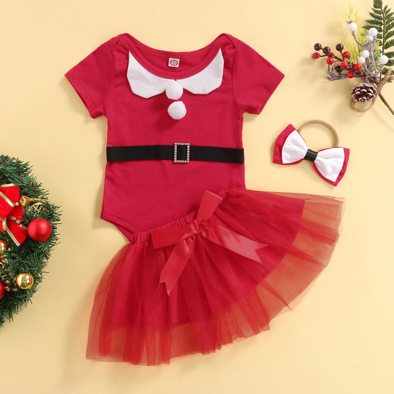 Conjunto Infantil Feminino Mamãe Noel + Faixa