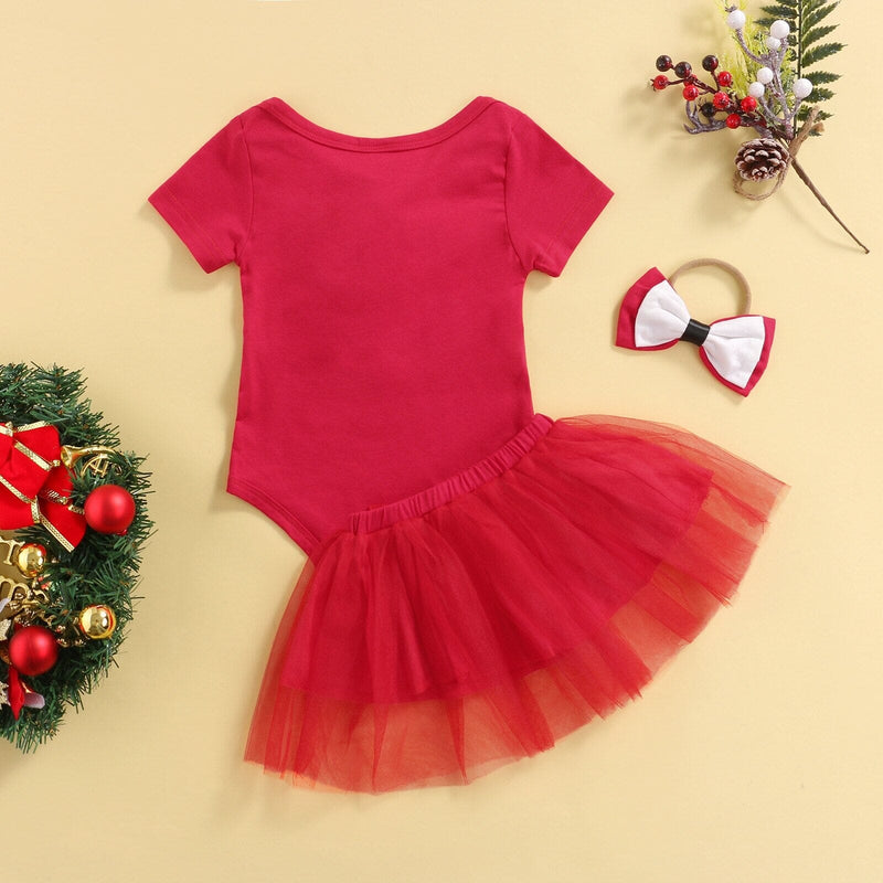 Conjunto Infantil Feminino Mamãe Noel + Faixa