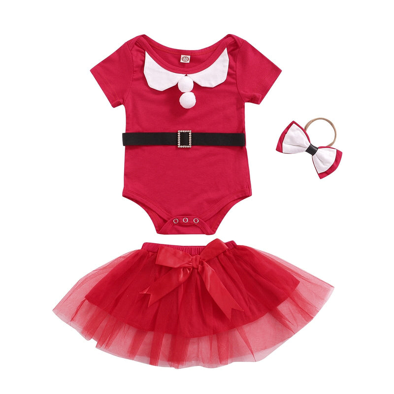 Conjunto Infantil Feminino Mamãe Noel + Faixa