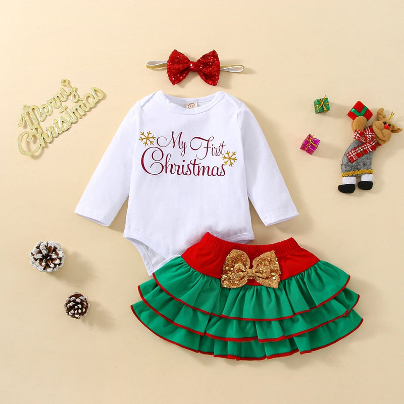 Conjunto Infantil Feminino "Meu 1º Natal"