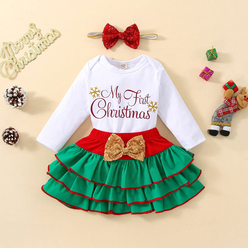 Conjunto Infantil Feminino "Meu 1º Natal"