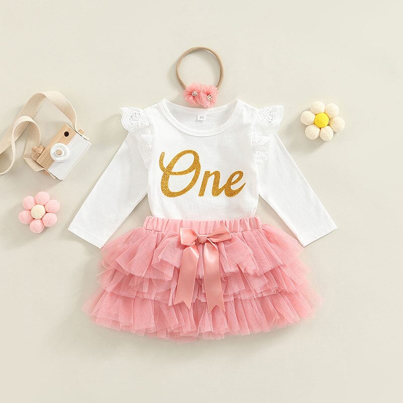 Conjunto Infantil Feminino One Saia Tule + Faixa