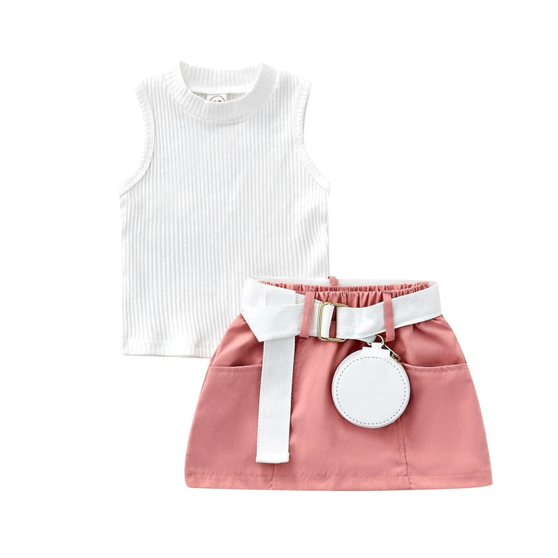 Conjunto Infantil Feminino Rosa e Branco