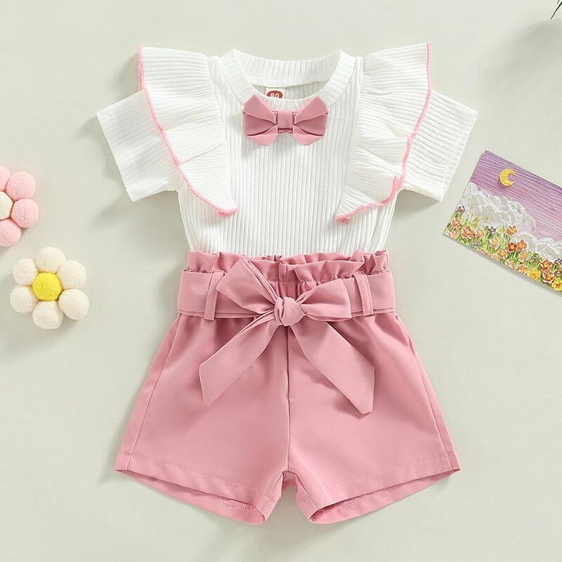 Conjunto Infantil Feminino Rosa e Branco