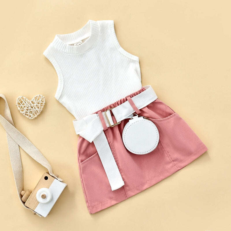 Conjunto Infantil Feminino Rosa e Branco