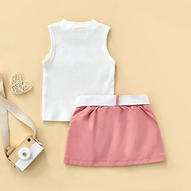 Conjunto Infantil Feminino Rosa e Branco