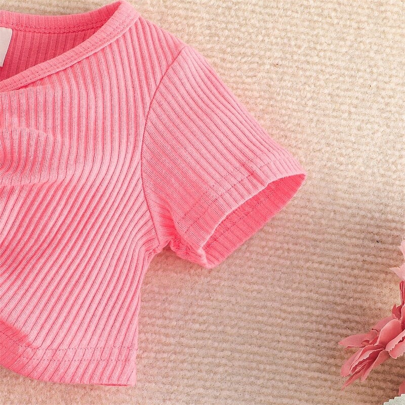 Conjunto Infantil Feminino Rosa Letras e Tule