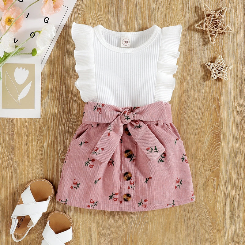 Conjunto Infantil Feminino Saia Botões