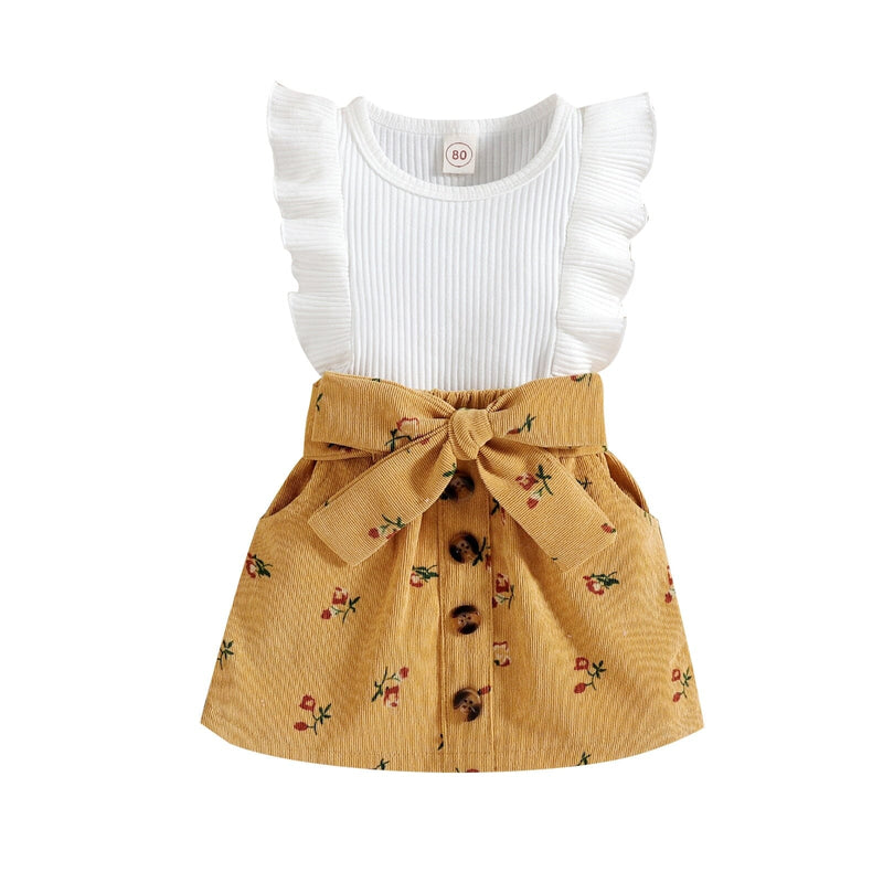 Conjunto Infantil Feminino Saia Botões