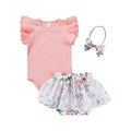 Conjunto Infantil Feminino Sainha Floral + Faixa