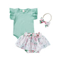 Conjunto Infantil Feminino Sainha Floral + Faixa