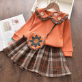 Conjunto Infantil Feminino Xadrez Bolsinha