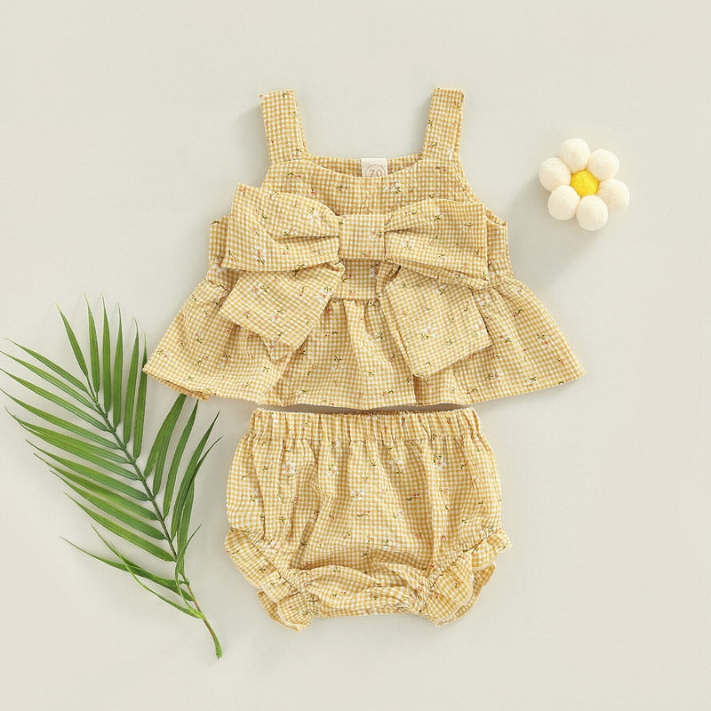 Conjunto Infantil Feminino Xadrez Florzinha