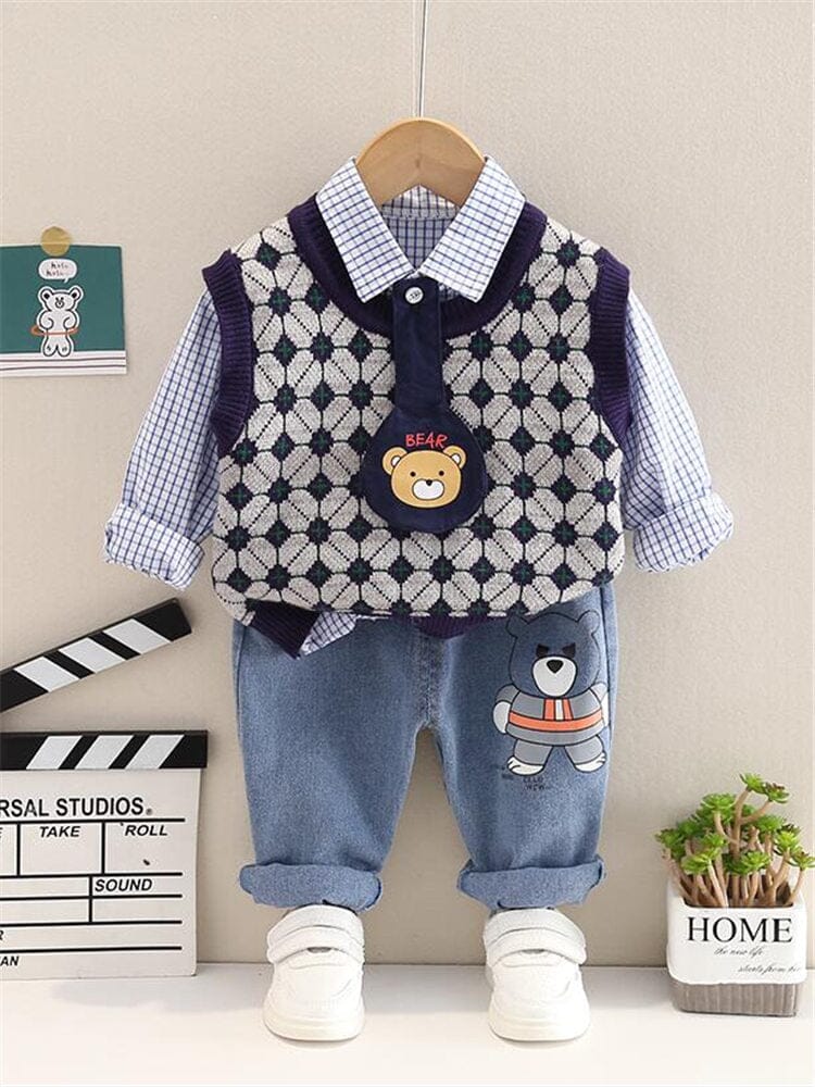 Conjunto Infantil Masculino 3 Peças Ursinho