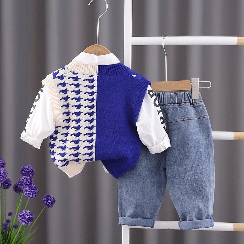 Conjunto Infantil Masculino Colete e Jeans 3 Peças