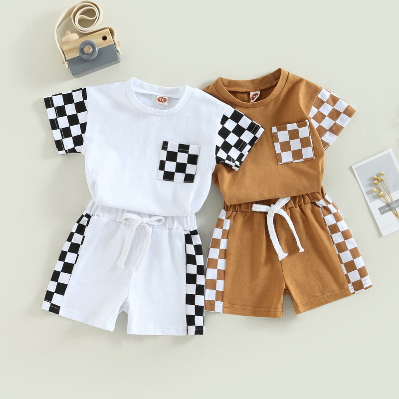 Conjunto Infantil Masculino Xadrez Bolsinho