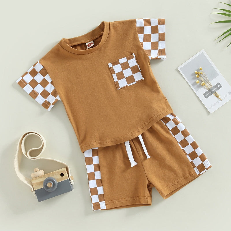 Conjunto Infantil Masculino Xadrez Bolsinho