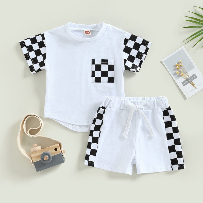 Conjunto Infantil Masculino Xadrez Bolsinho