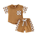 Conjunto Infantil Masculino Xadrez Bolsinho