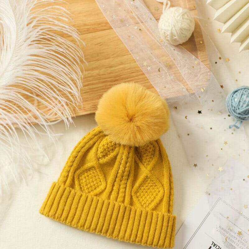 Touca Infantil Tricô Pompom