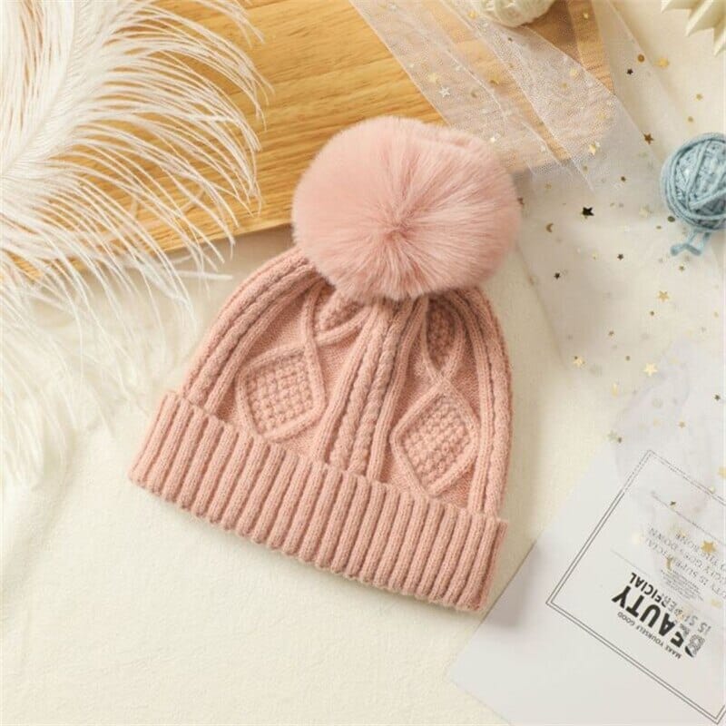 Touca Infantil Tricô Pompom