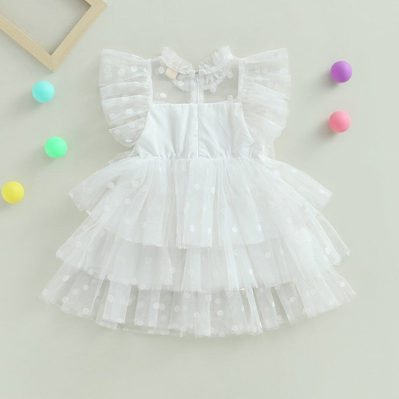 Vestido Infantil Babados Tule e Bolinhas