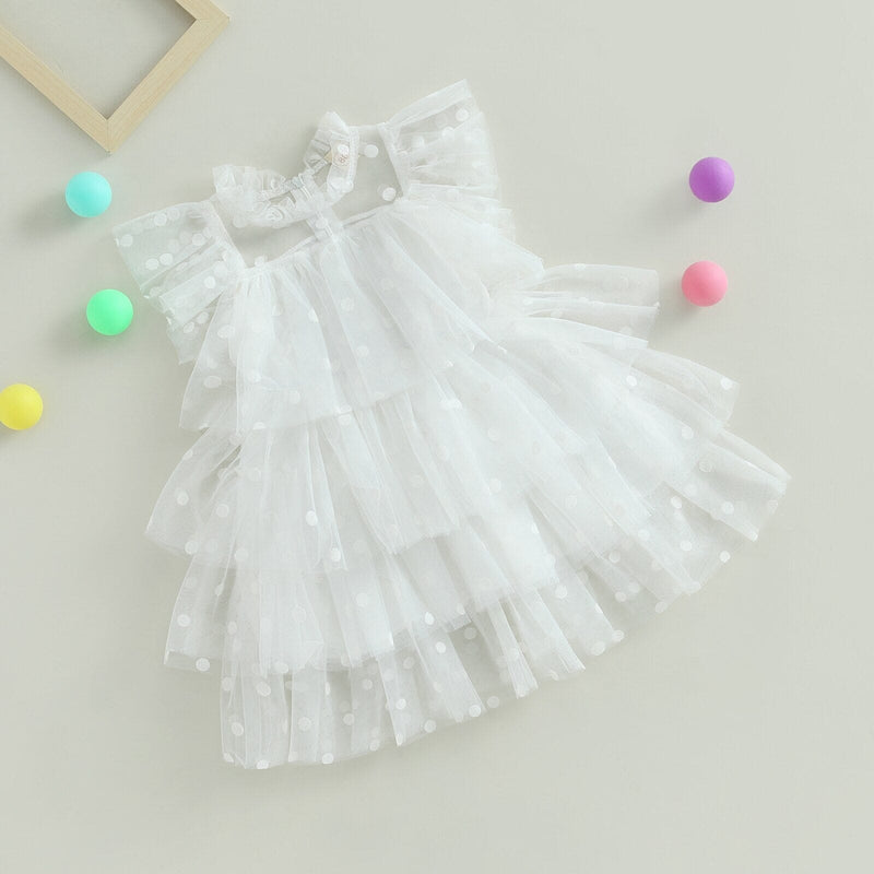 Vestido Infantil Babados Tule e Bolinhas