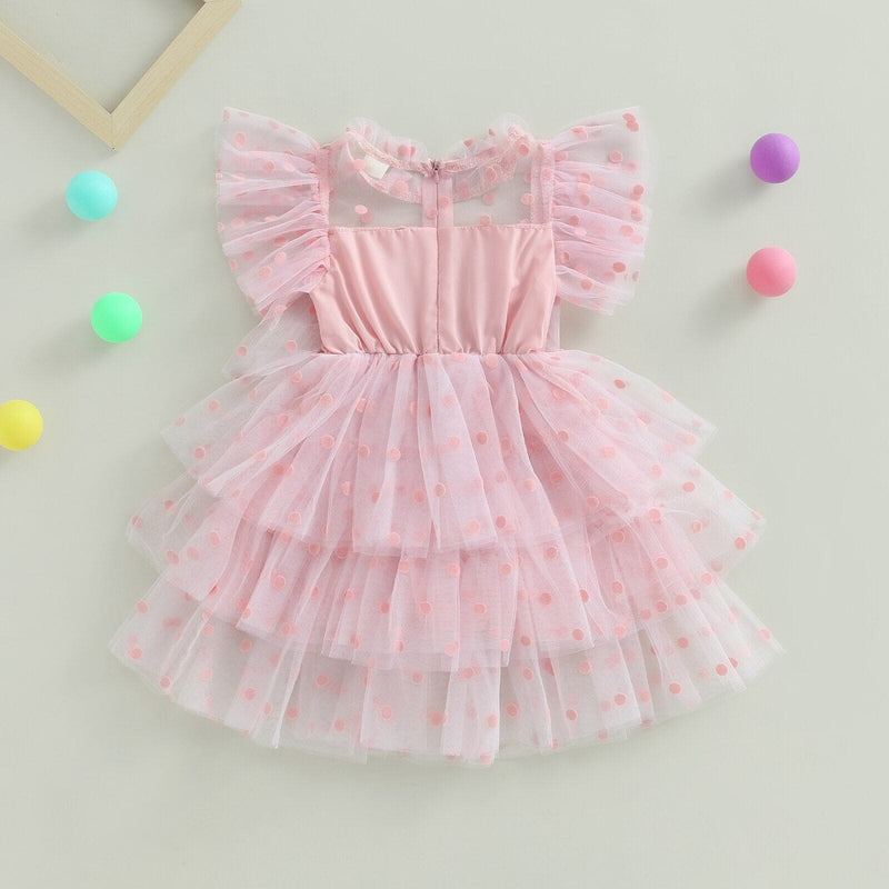 Vestido Infantil Babados Tule e Bolinhas