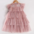 Vestido Infantil Babados Tule Estrelinhas