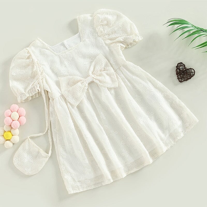 Vestido Infantil Bege Laço