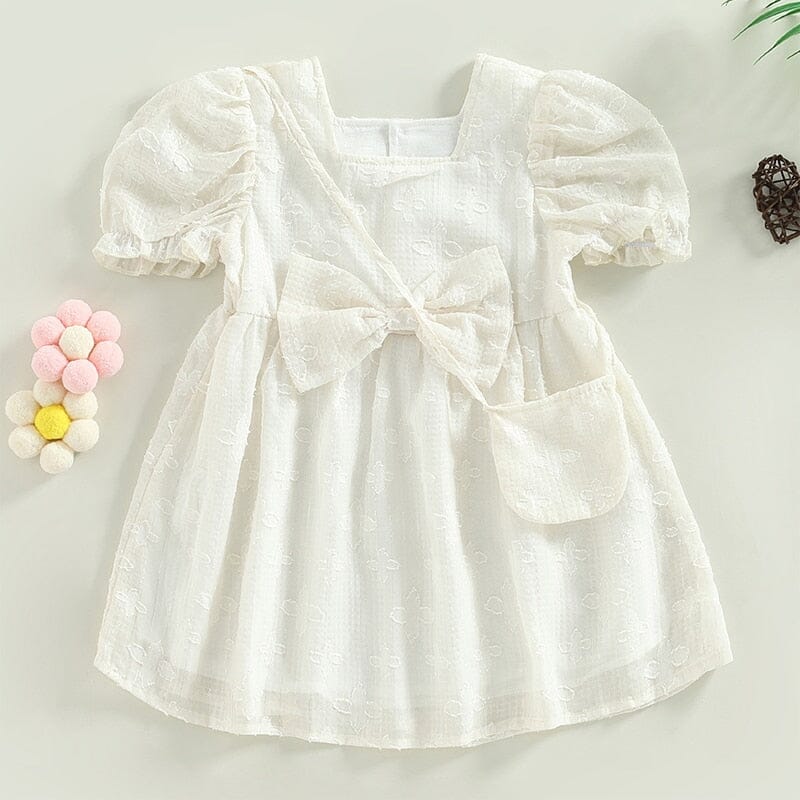 Vestido Infantil Bege Laço