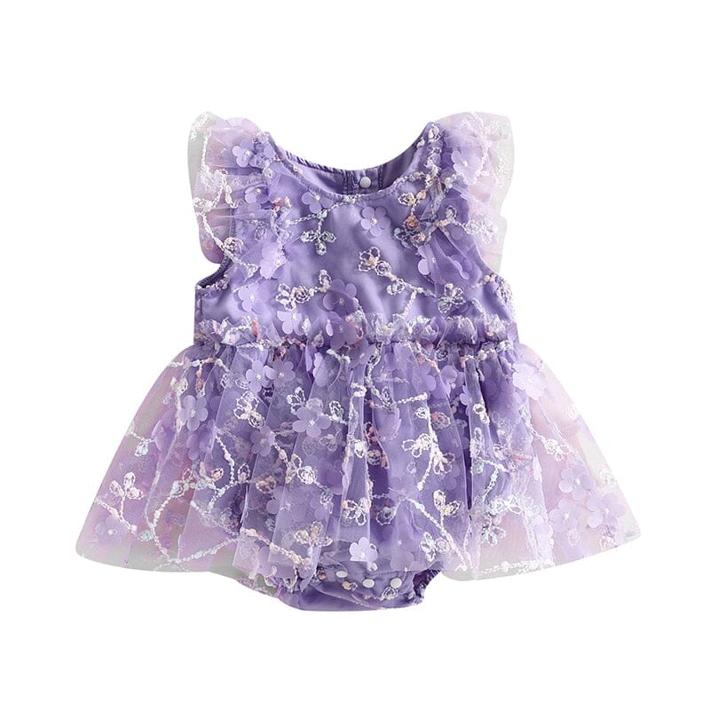 Vestido Infantil Bordado Florzinhas e Tule