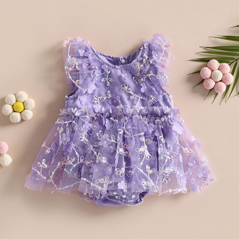 Vestido Infantil Bordado Florzinhas e Tule