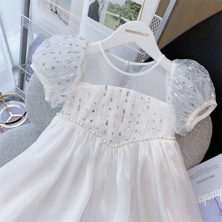 Vestido Infantil Branco Asa de Borboleta