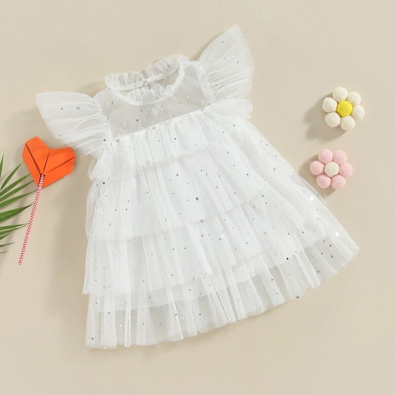 Vestido Infantil Branco Estrelinhas