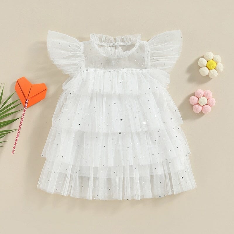 Vestido Infantil Branco Estrelinhas