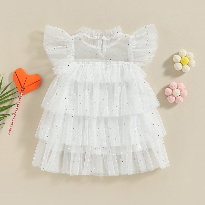 Vestido Infantil Branco Estrelinhas