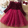 Vestido Infantil Brilhoso Manga Longa