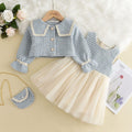 Vestido Infantil + Cardigan + Bolsa Golinha e Tule