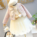 Vestido Infantil + Casaco Tweed Pérolas Lacinho