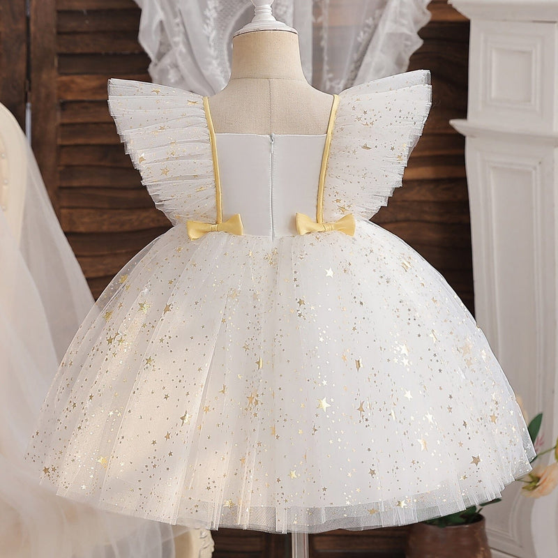 Vestido Infantil Estrelinhas e Lacinhos + Faixa