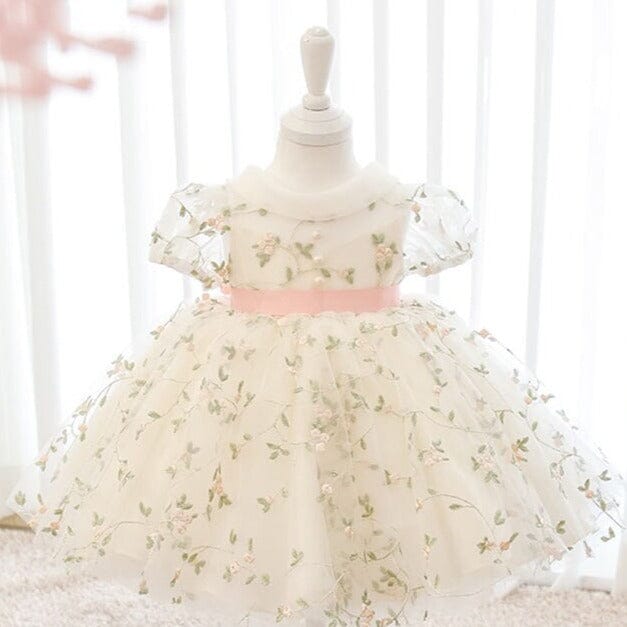 Vestido Infantil Flores e Pérolas