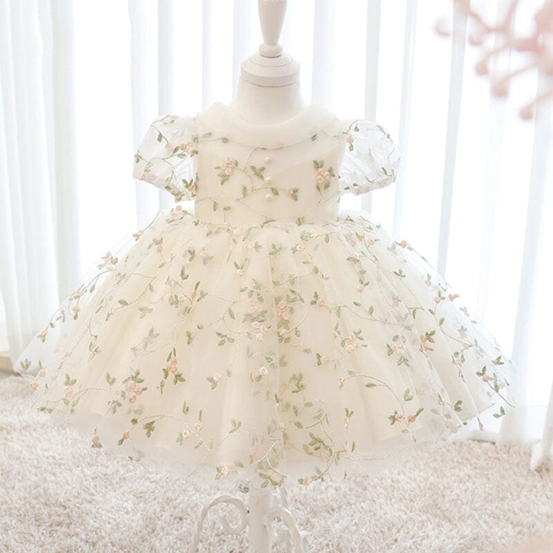 Vestido Infantil Flores e Pérolas